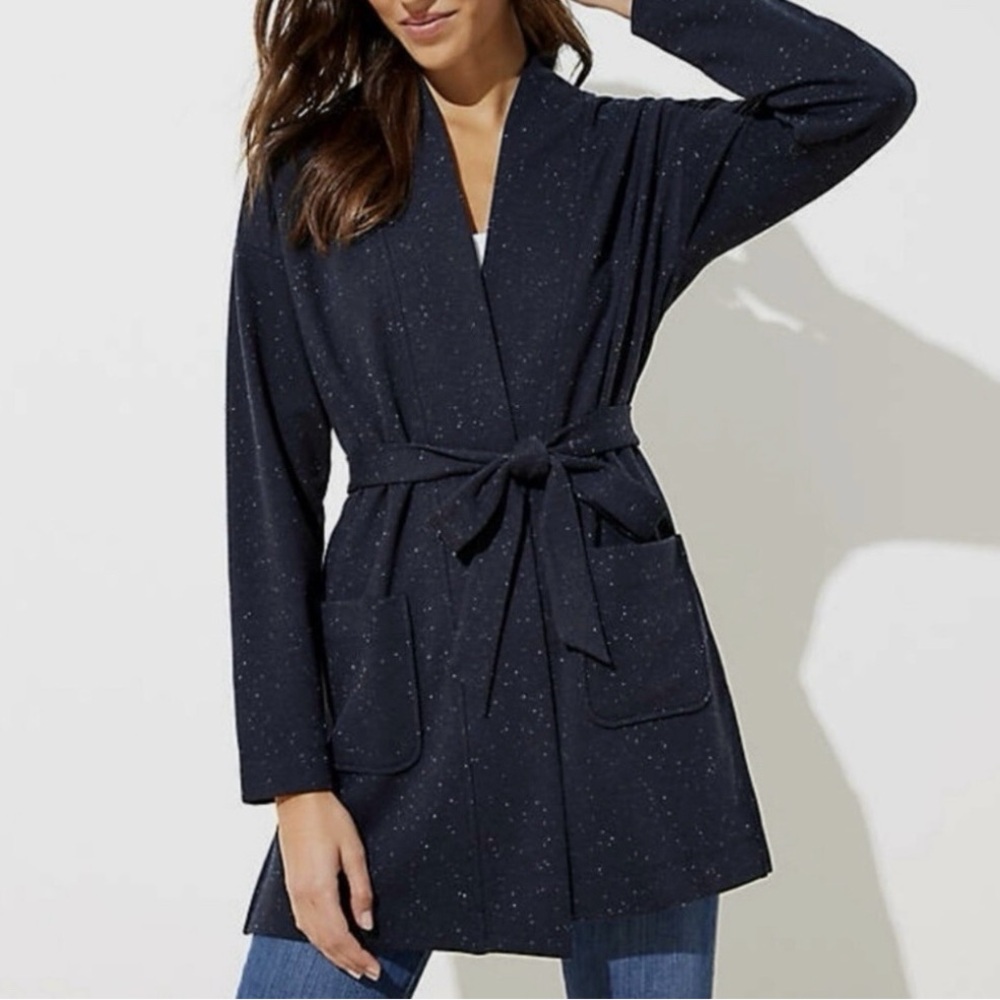 LOFT Dark Blue Speckled Open Cardigan